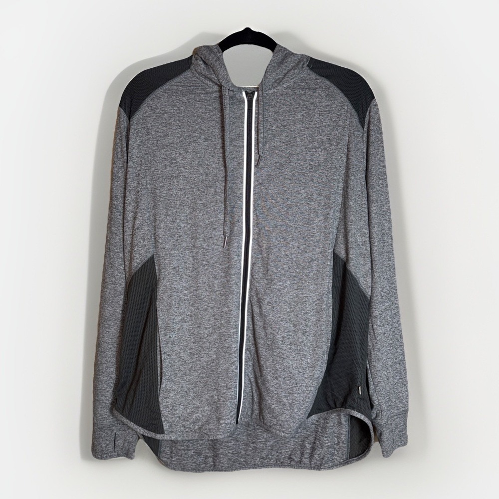 Max Studio Performance Women's London Jacket Grey Black Size XL Hooded Full Zip